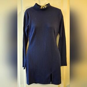 Speechless Navy Blue Ribbed Dress